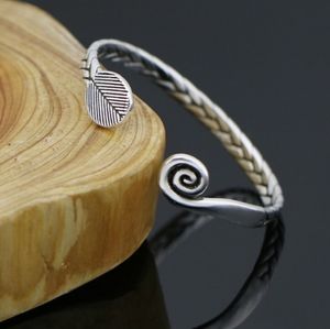 NEW Unisex 925 Silver Braided Swirl Cuff Bracelet